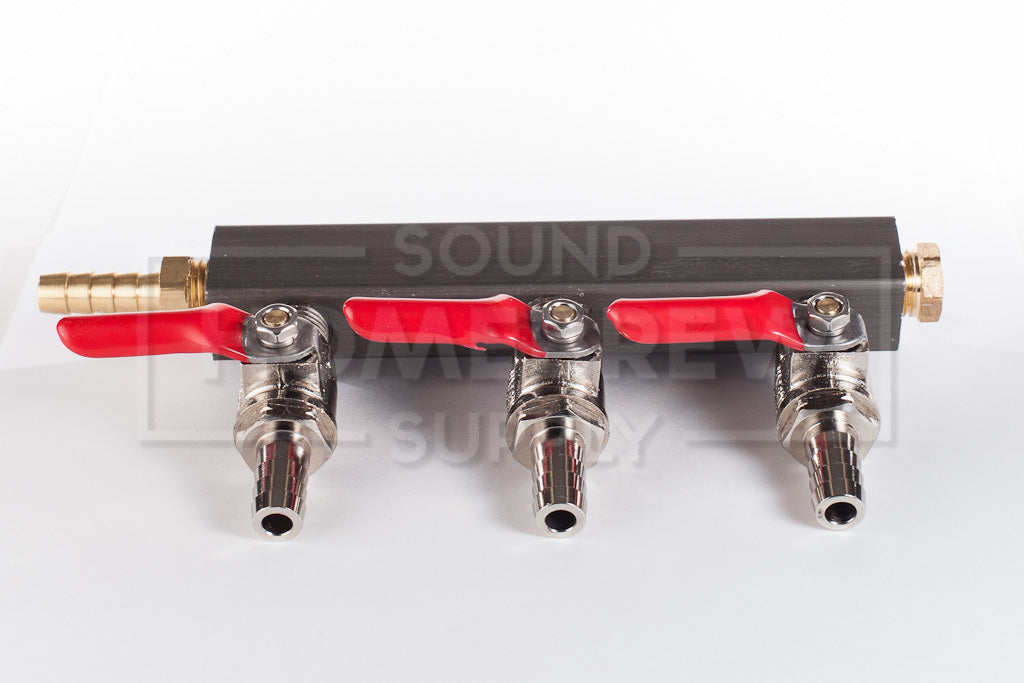Gas Distributor, 3 Way w/check, 5/16" Barb