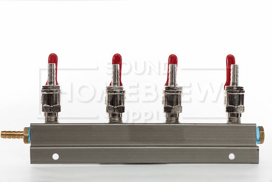 Gas Distributor, 4 Way w/check, 5/16" Barb