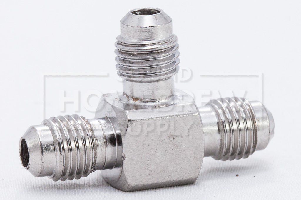 Tee, 1/4" Flare, Stainless Steel
