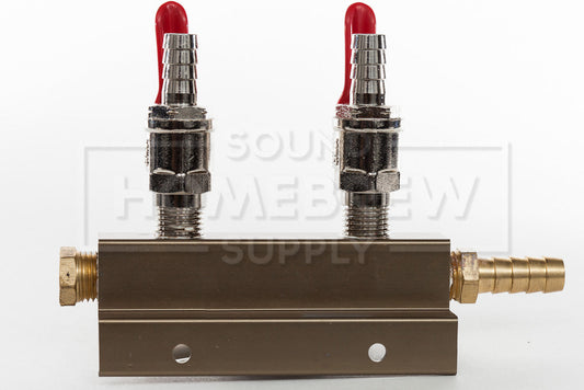Gas Distributor, 2 Way w/check, 5/16" Barb